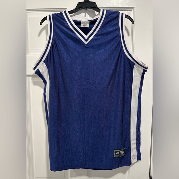 Mens XL Venus Knitting Mills Dazzle Tank Top Navy Blue and White NWOT - Picture 2 of 5